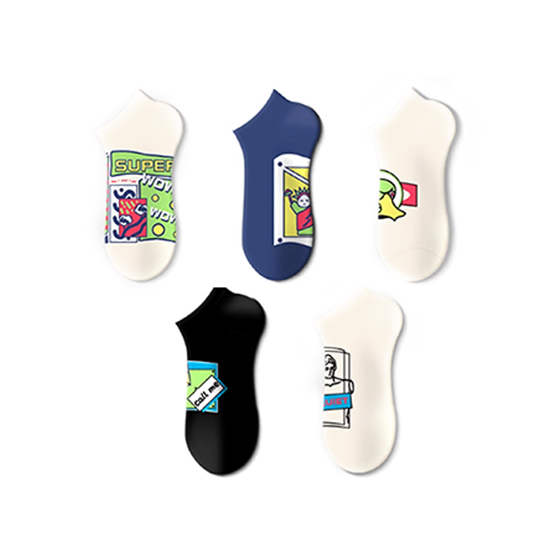 Trendy Men Unisex Style Cartoon Pattern No-Show Socks