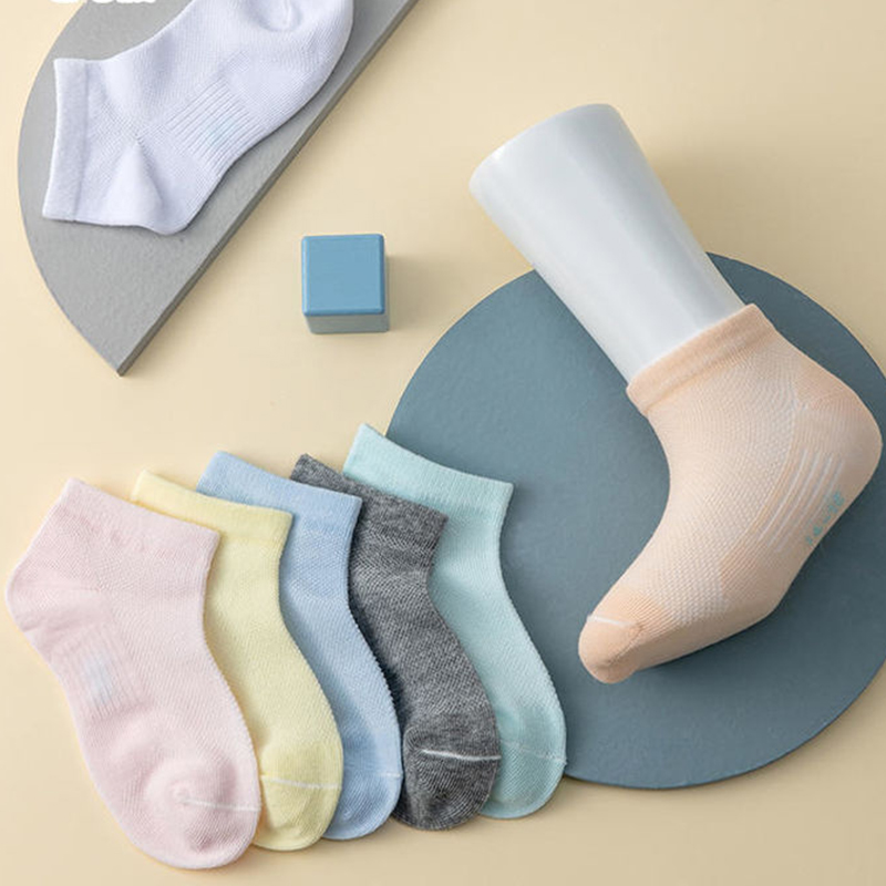 Classic Solid Color Casual Combed Cotton Mesh Children's Ankle Socks