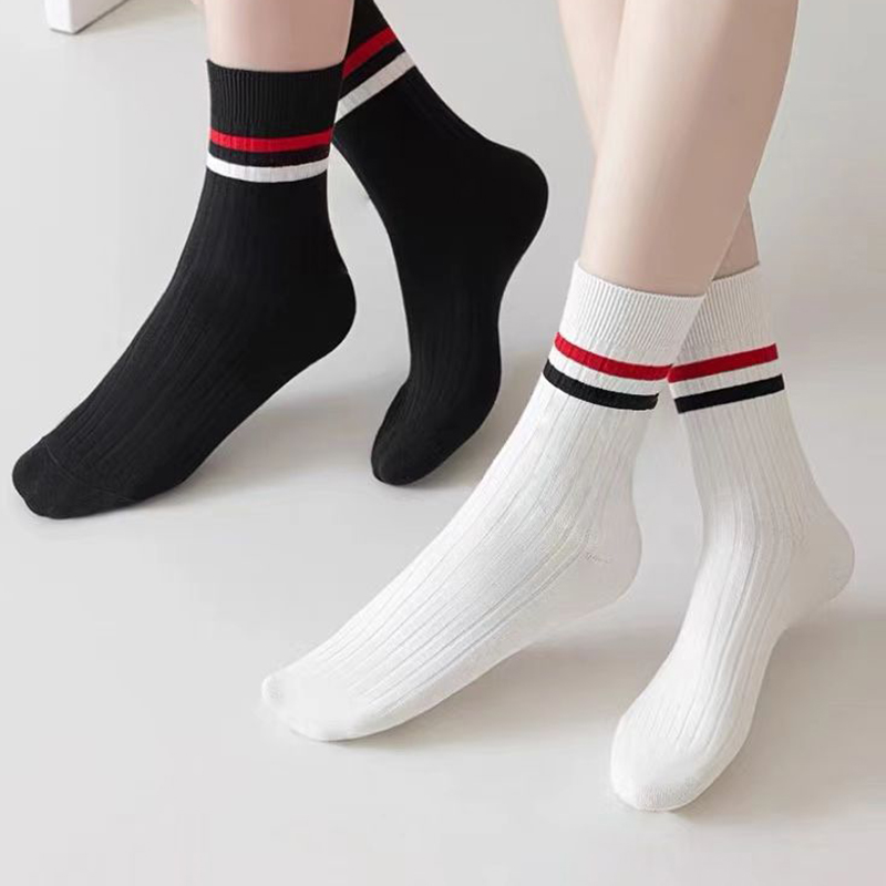 Women's Vertical Striped Color-Block Athletic Socks