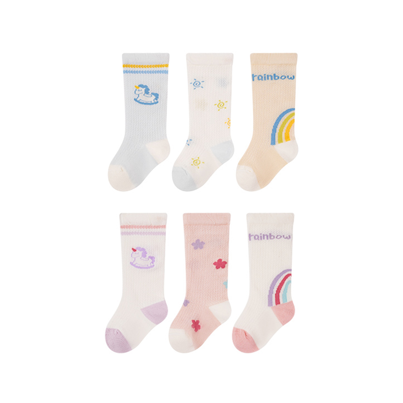 Rainbow Pattern 5a Grade Antibacterial Washable Baby Socks