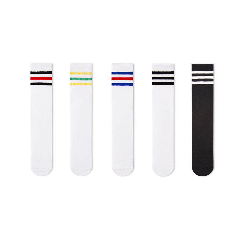 Breathable Mesh High Elastic Cuff Kids Striped Football Socks