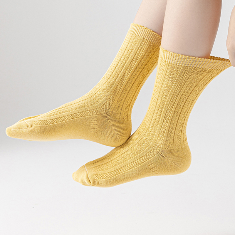 Women's Cotton Elastic Cuff Classic Mid-Tube Socks