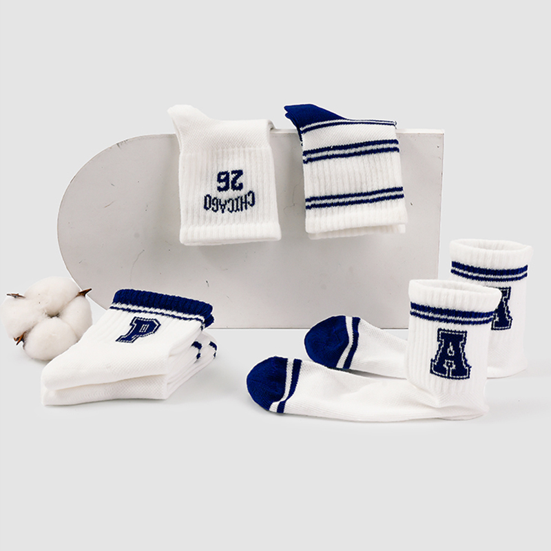 Boys And Girls Letter Print Children's Athletic Breathable Socks