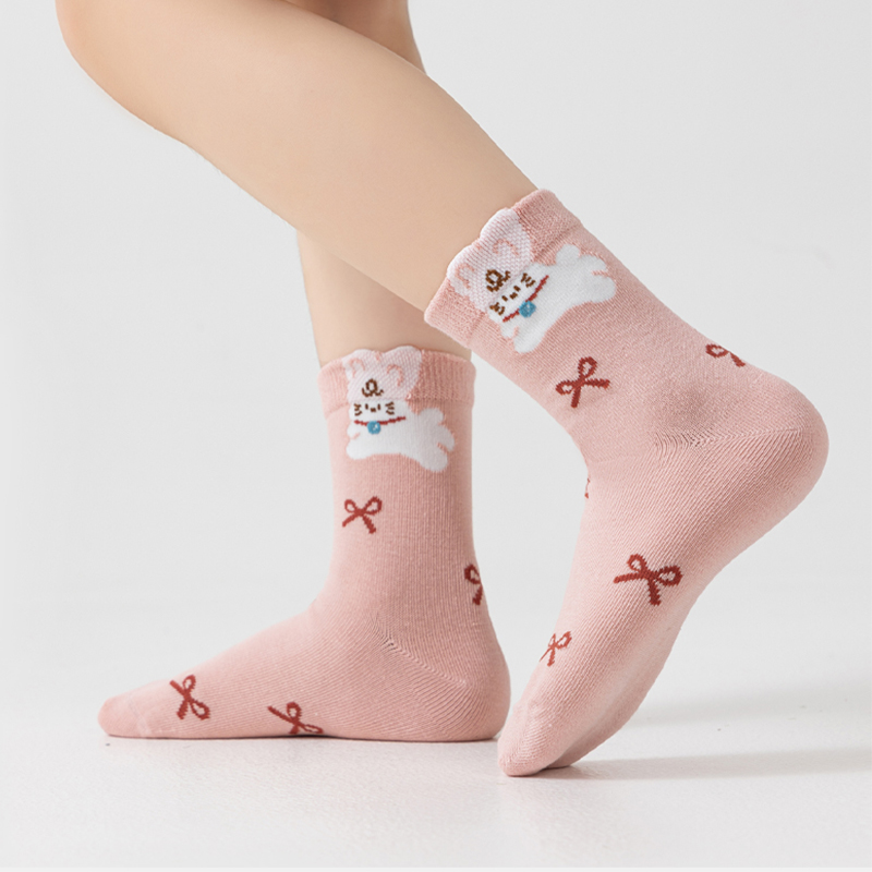 Pure Cotton Antibacterial Cartoon Animal Pattern Kids Mid-Calf Socks