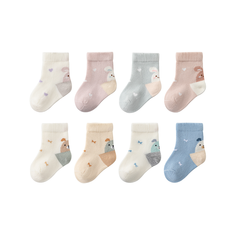 Newborn Baby Ankle Socks With Cute Animal Patterns On The Heel