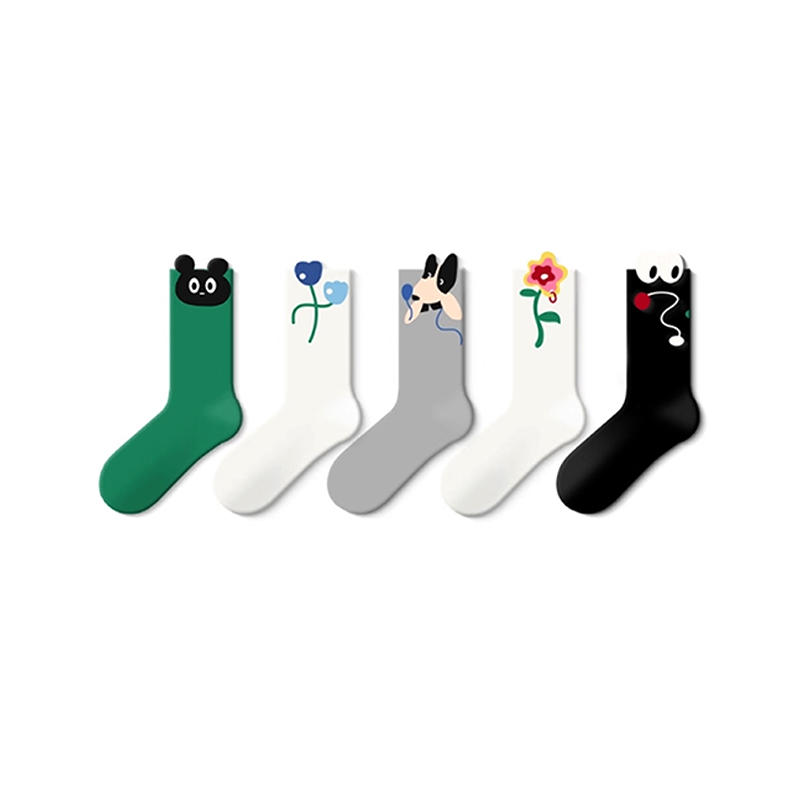 Cute Cartoon Plant Pattern Mid-Calf Women's Socks