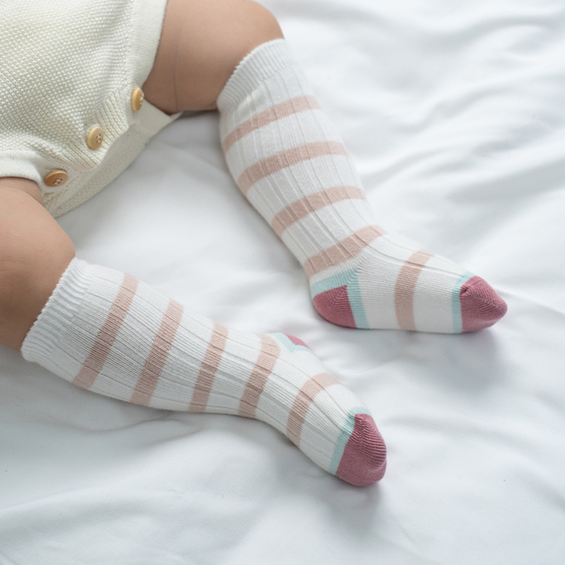 Deodorant Sweat-Absorbent Unisex Baby Striped Mid-Calf Socks