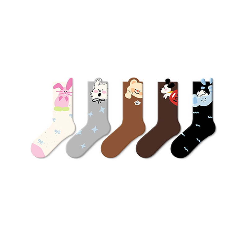 Cartoon Lovely Style Animal Patterned Mid-Calf Socks