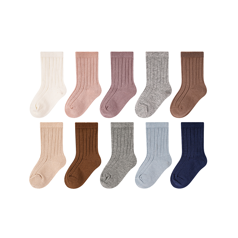 Solid Color Classic Unisex Cotton Baby Mid-Calf Socks