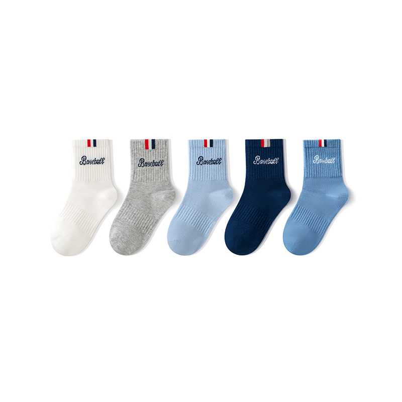 Baseball-Themed Youth Crew Athletic Socks