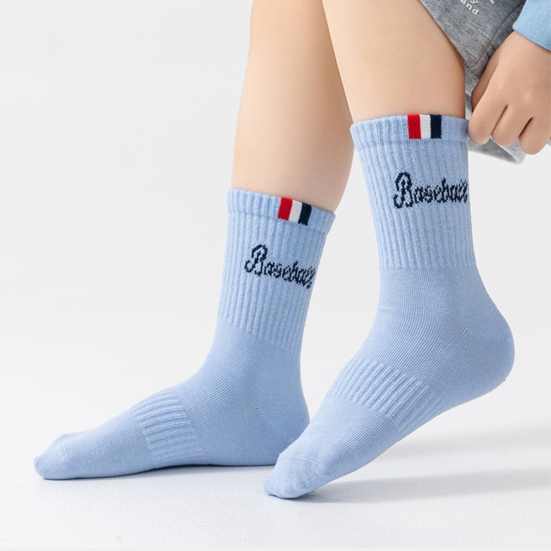 Baseball-Themed Youth Crew Athletic Socks