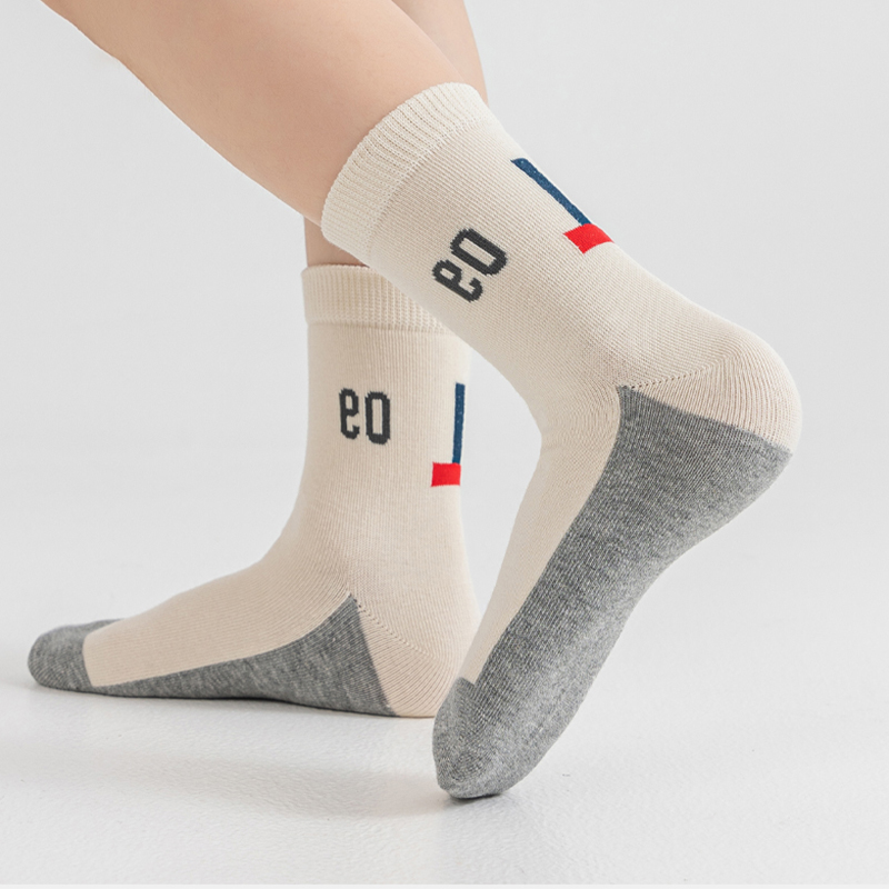 Number & Stripe Youth Crew Athletic Socks