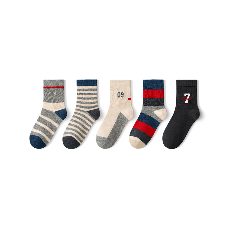 Number & Stripe Youth Crew Athletic Socks