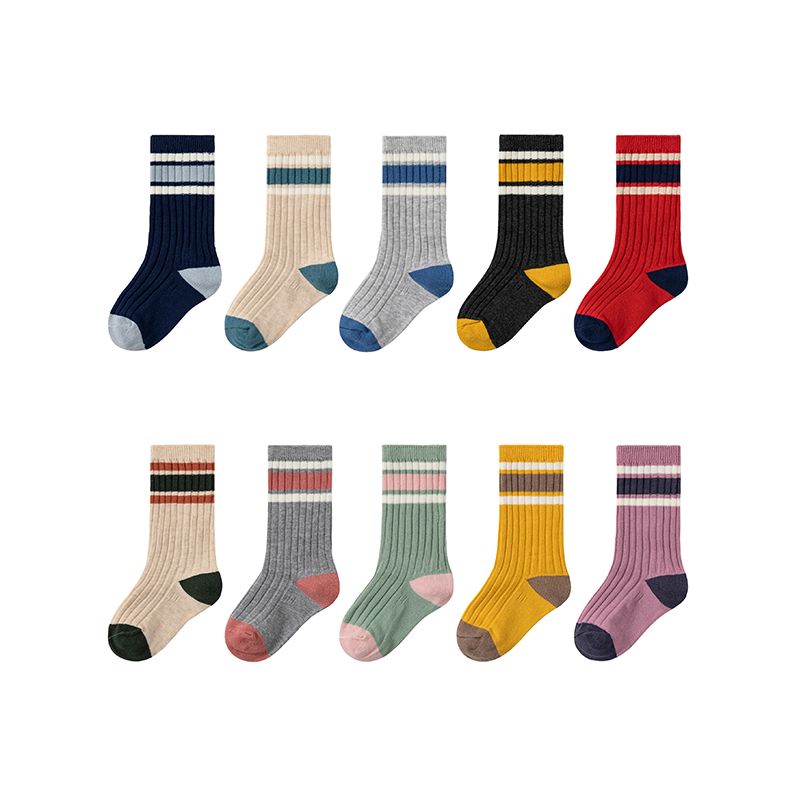 Mid-Calf Stripe Casual Youth Socks