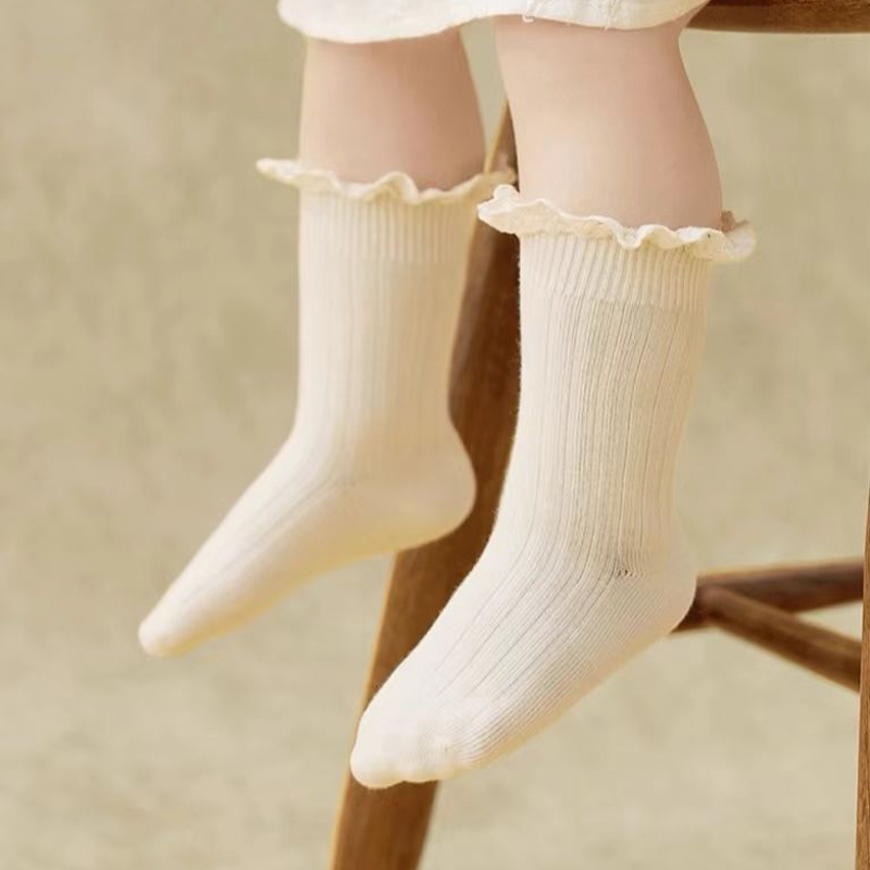 6-Pack Ribbed Cotton Crew Girl Baby Frilly Ruffle Socks