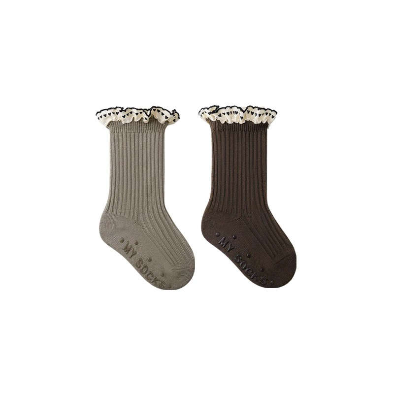5-Pack Non-Slip Grips Baby Toddler Girls Ruffle Crew Socks