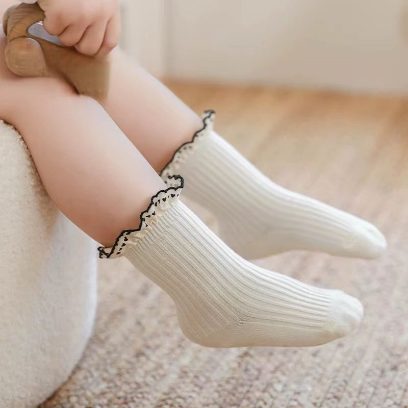 5-Pack Non-Slip Grips Baby Toddler Girls Ruffle Crew Socks