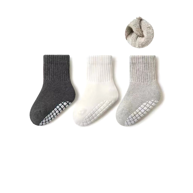 8-Pack Soft Terry Warm Toddler Baby Non-Slip Grip Crew Socks