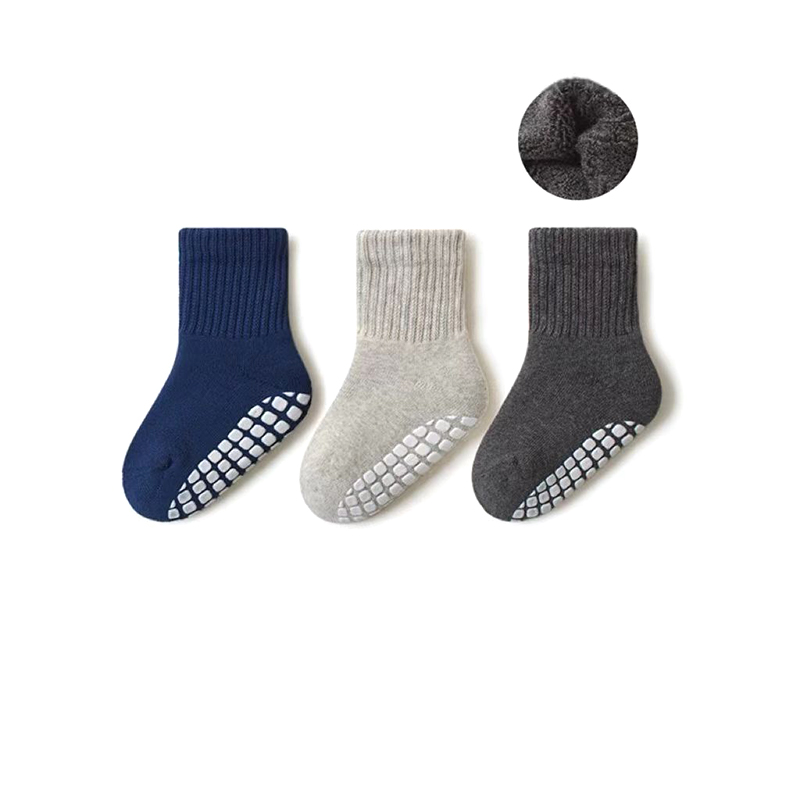 8-Pack Soft Terry Warm Toddler Baby Non-Slip Grip Crew Socks