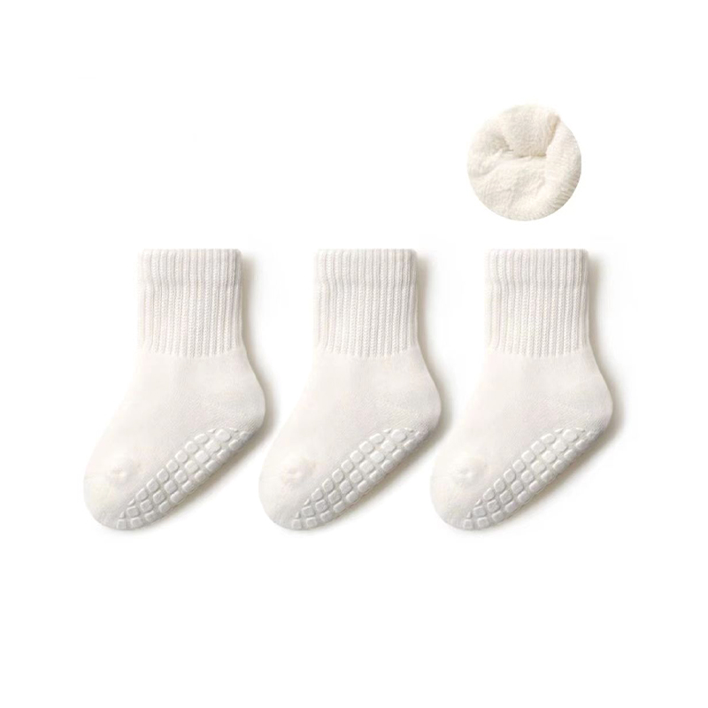 8-Pack Soft Terry Warm Toddler Baby Non-Slip Grip Crew Socks
