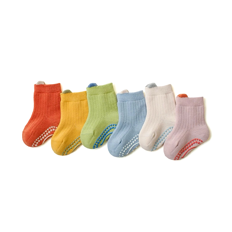 6-Pack Anti-Skid Baby Non-Slip Crew Socks for Crawling/Walking