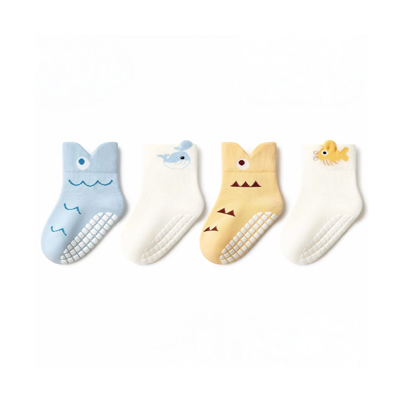 4-Pack Animal Ankle Silicone Grips Infant Baby Non-Slip Socks